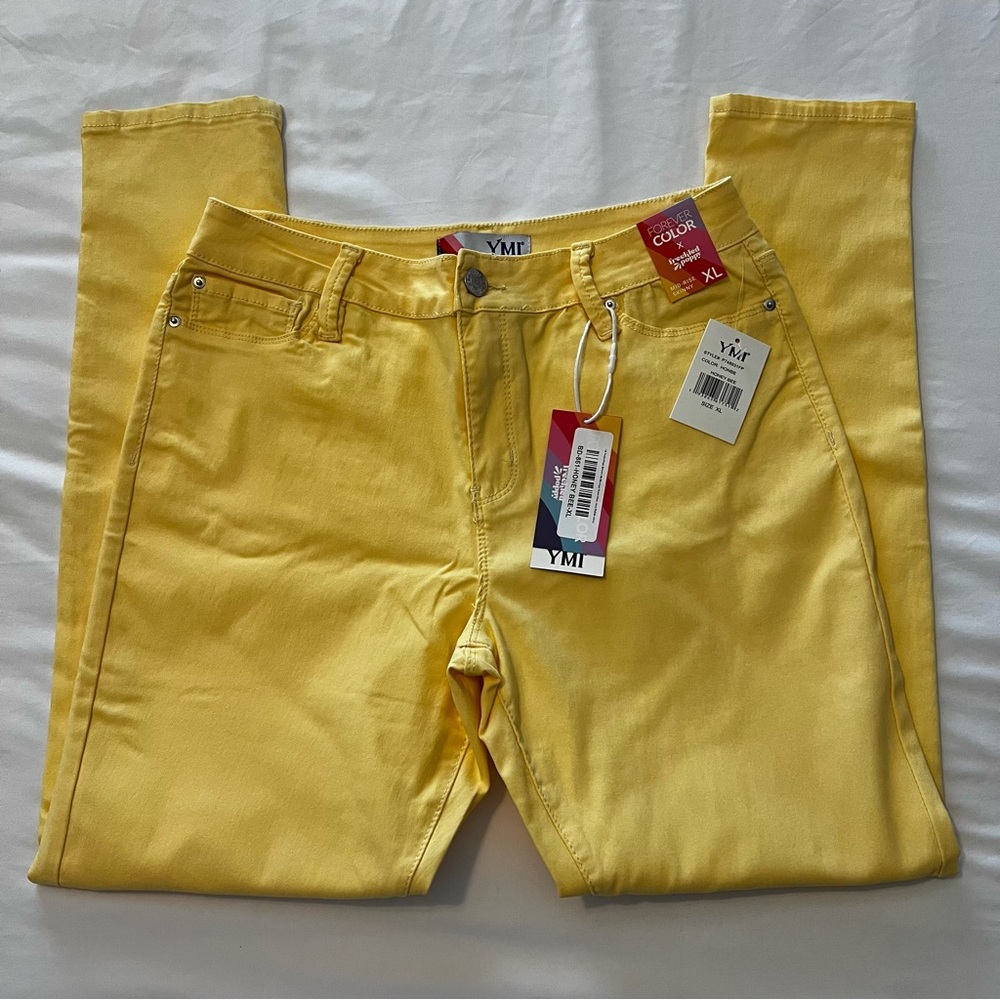 YMI Bright Yellow SUPER STRETCH Skinny Jeans XL - Picture 9 of 11